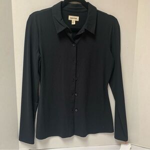 Chaps Women's Classic Black Button-Down Shirt size Medium Long Sleeve